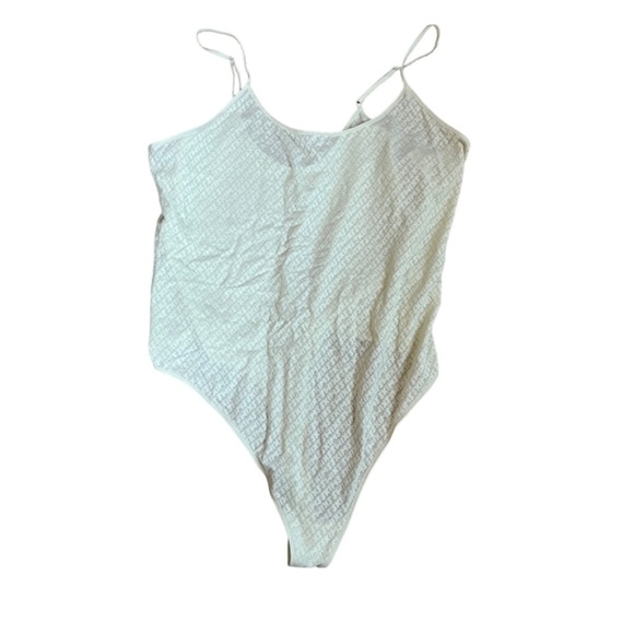 Skims 4X Logo Mesh Cami Bodysuit Bone NWT - Picture 4 of 6